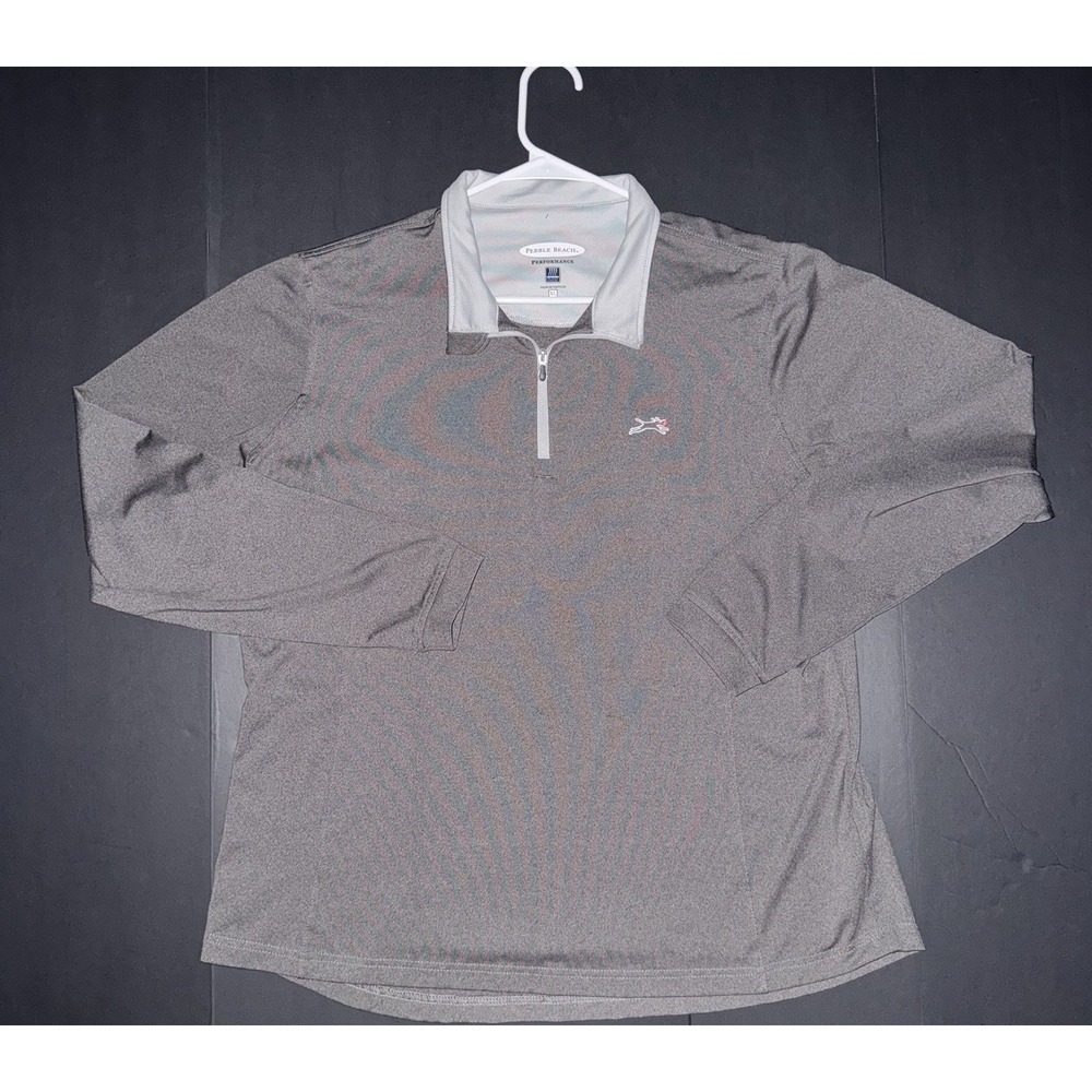 Men's XL Pebble Beach Performance Golf Pullover Gray Long Sleeve 1/4 Zip